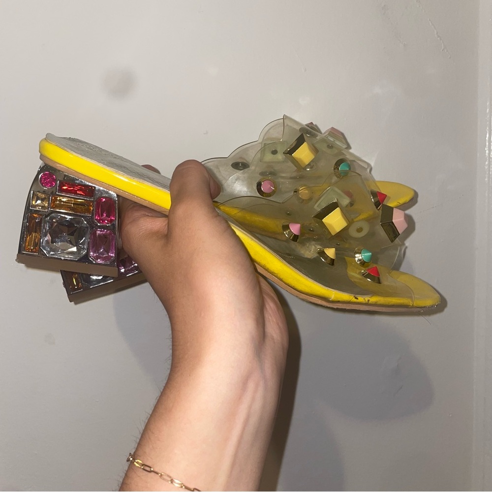 Yellow Embellished Women's Slide Sandals